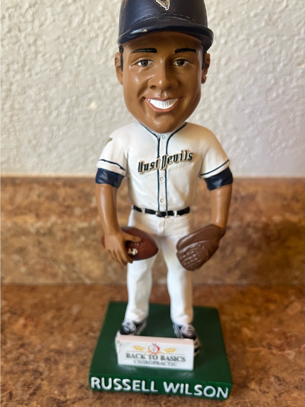 White and Navy Baseball Player Bobblehead - Home Party Supplies